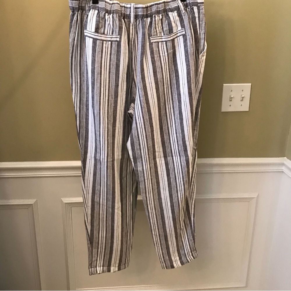 Garnet Hill Striped Pants, Size 12, Grey & White - Picture 2 of 5